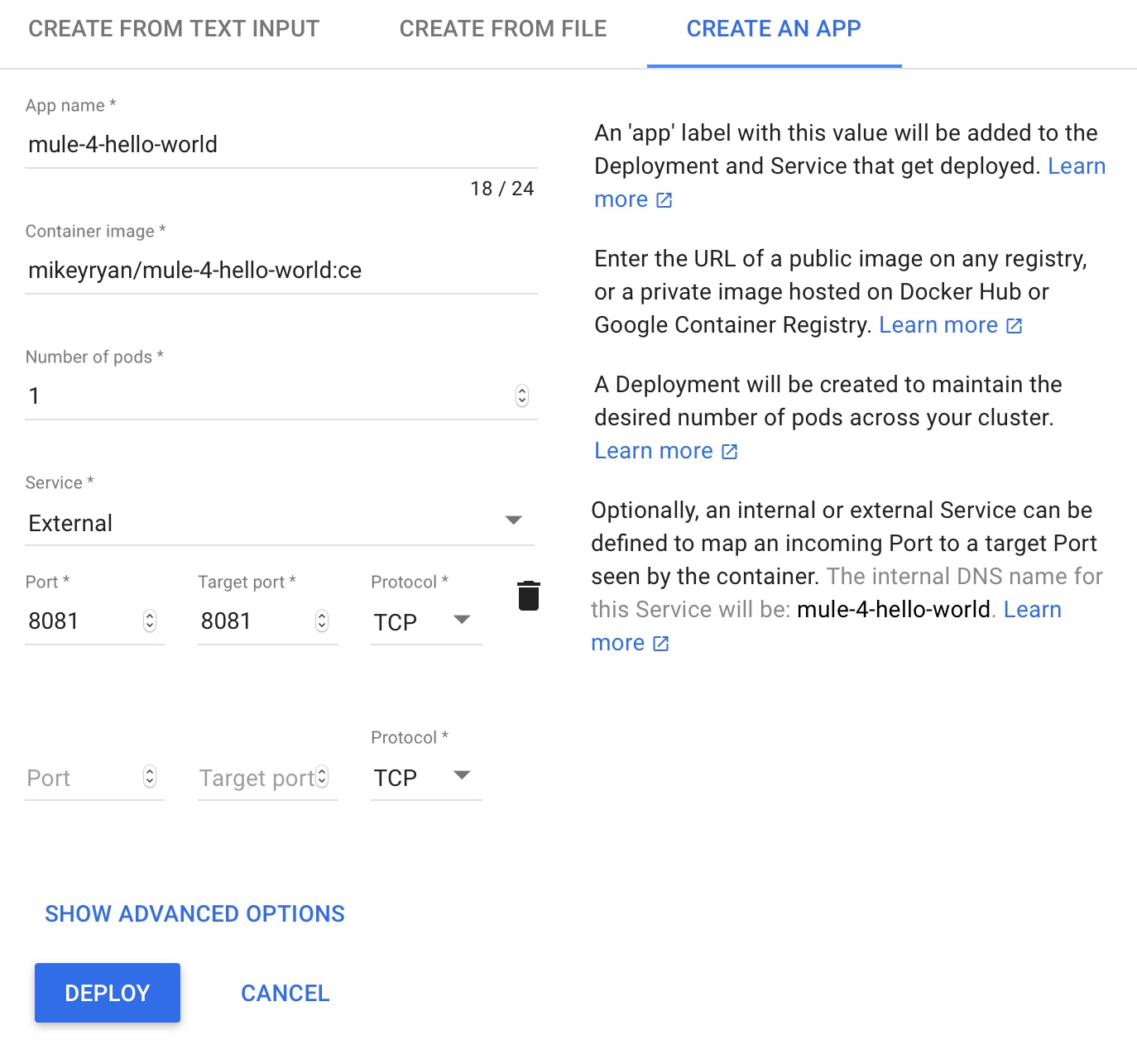 Create an app